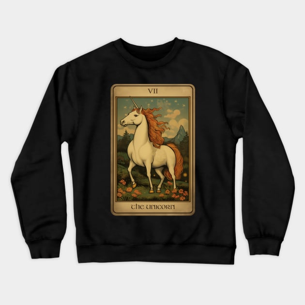 Unicorn Tarot Card Crewneck Sweatshirt by RichieDuprey